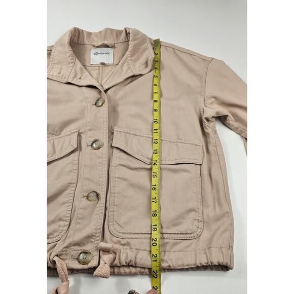 Madewell sz XS heavy cotton khaki canvas pocket jacket button front EUC neutral - Picture 7 of 7